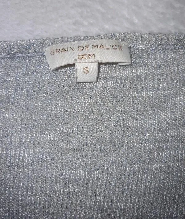 Thin silver/gold V-neck sweater for women size 36 - S – photo 8